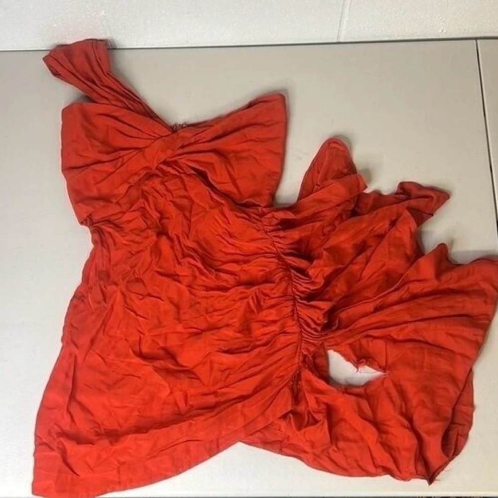 Red Women's Twist-Front Ruched Dress